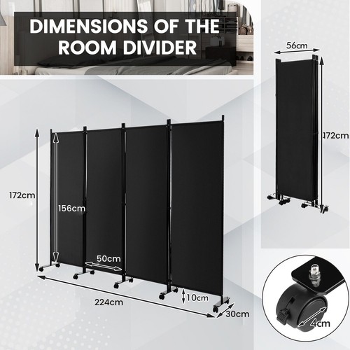 Panel room divider - panel, wheels