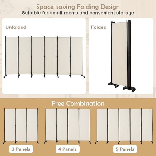 Rolling folding room divider - rolling,
